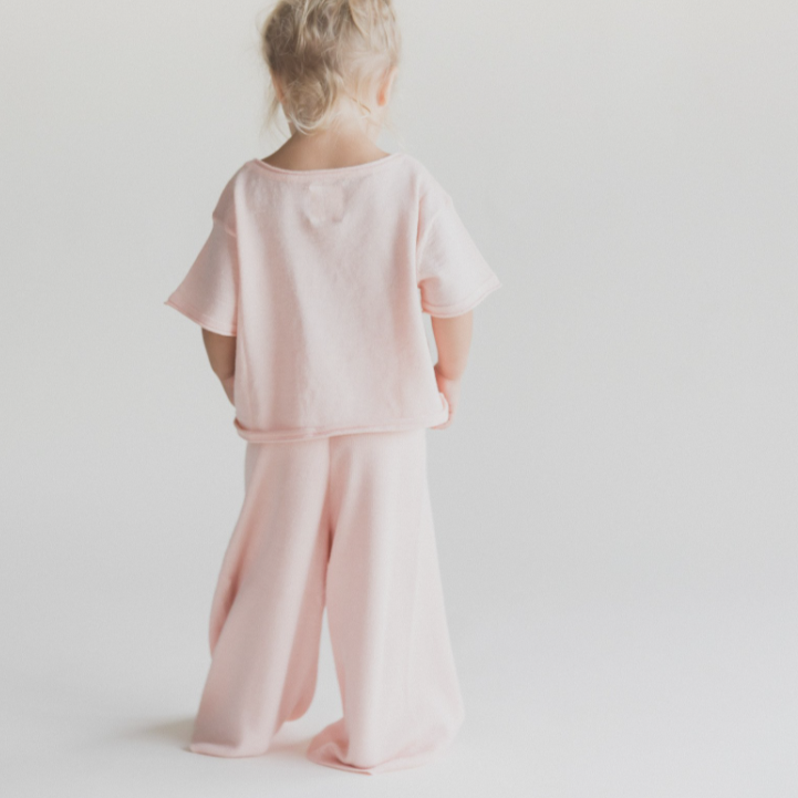 linen knit tee in light pink