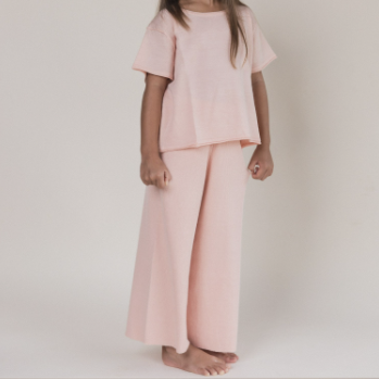 linen ribbed knits tee in light pink