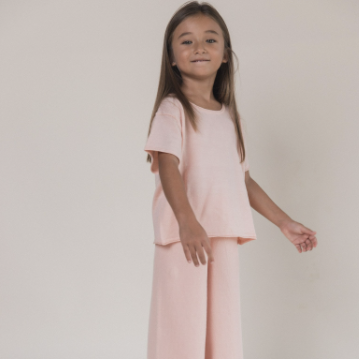 linen ribbed knits tee in light pink