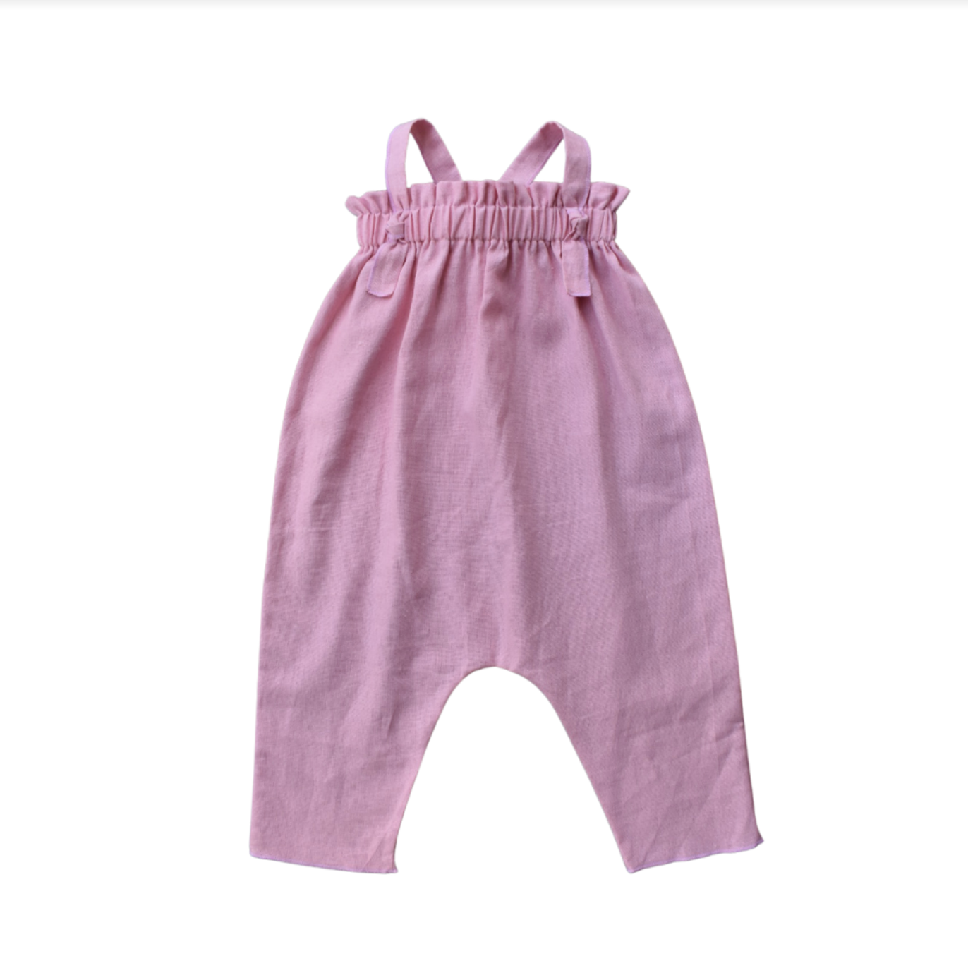 double duty romper in rose linen