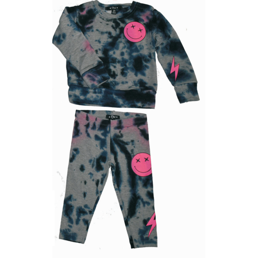 baby smile and bolts set in tie dye