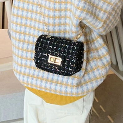 black tweed mini purse