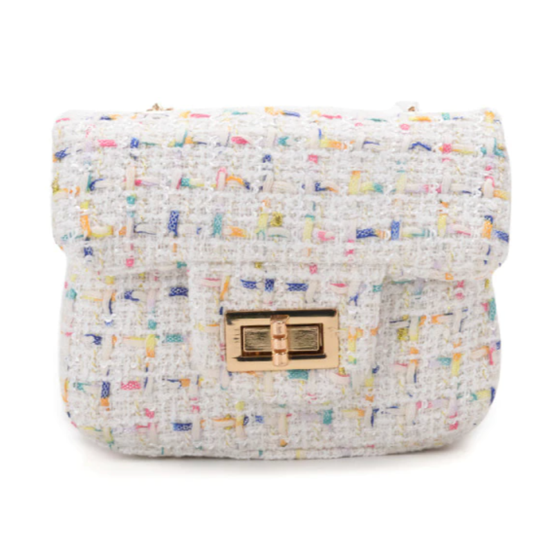 PREORDER white tweed mini purse