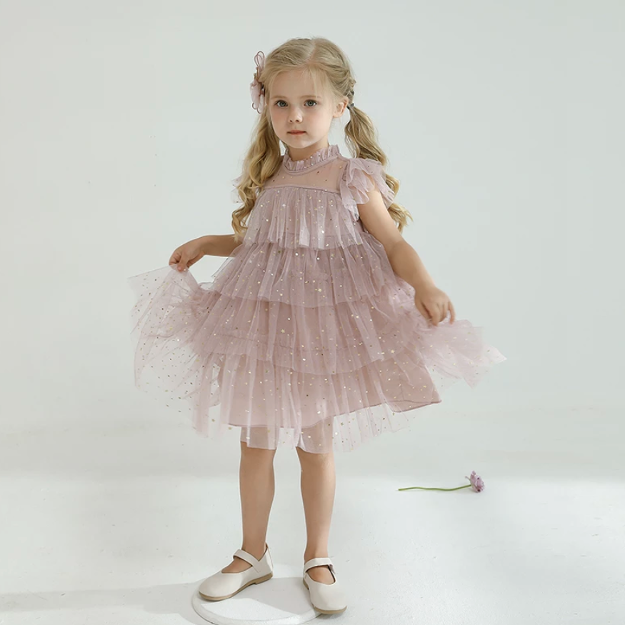 star tulle dress in pastel pink