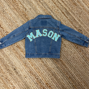 custom patched denim jacket