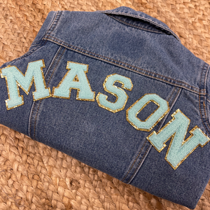 custom patched denim jacket
