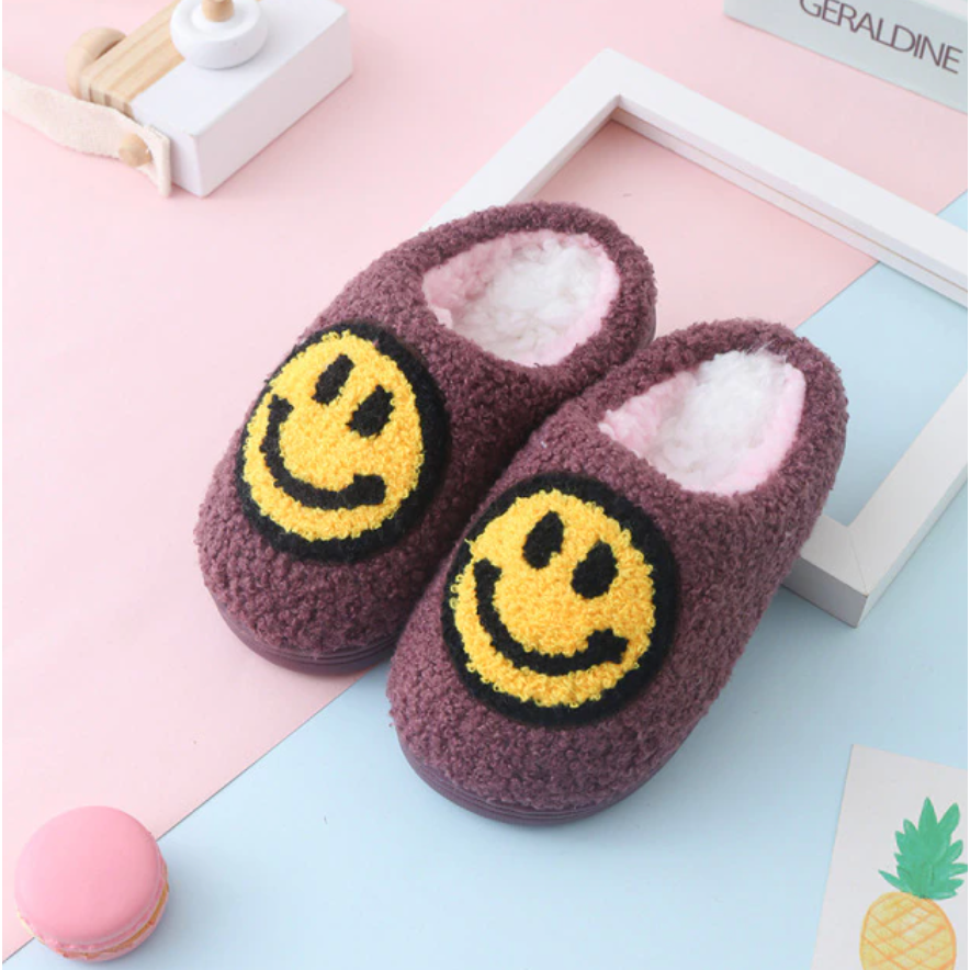 kids smiley slippers in purple