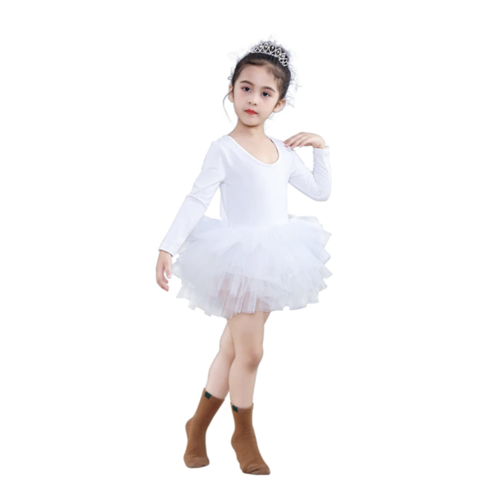 long sleeve tutu dress in white