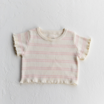 kealia knit top in striped pink