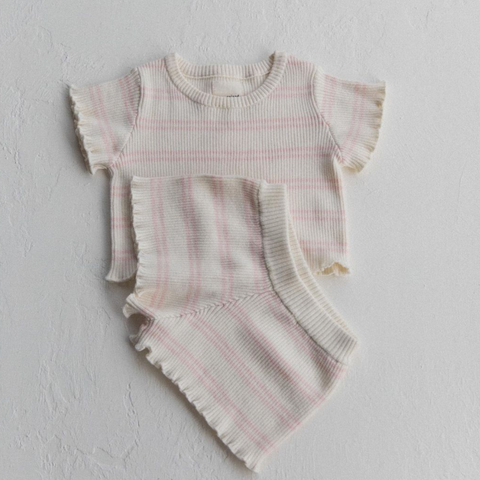 kealia knit top in striped pink