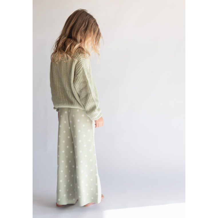 knit polka dot pants in mint