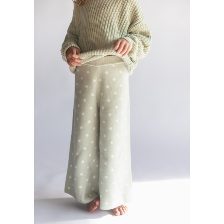 knit polka dot pants in mint