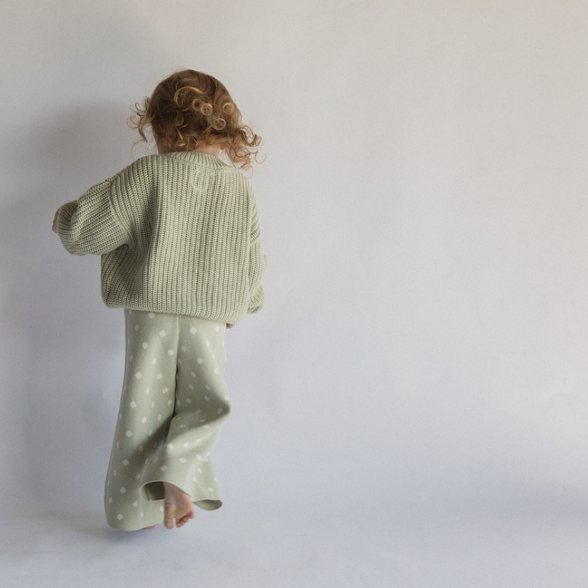 knit polka dot pants in mint