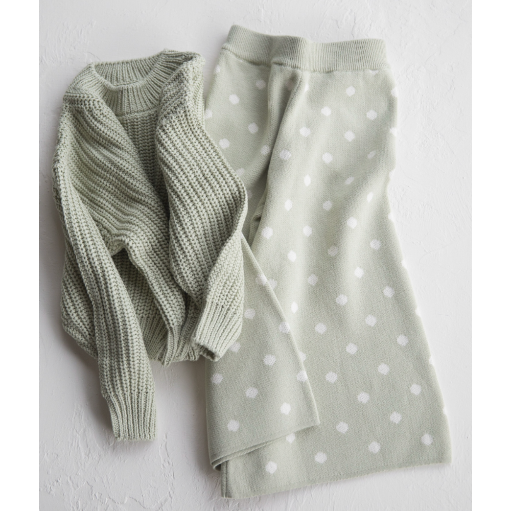 knit polka dot pants in mint