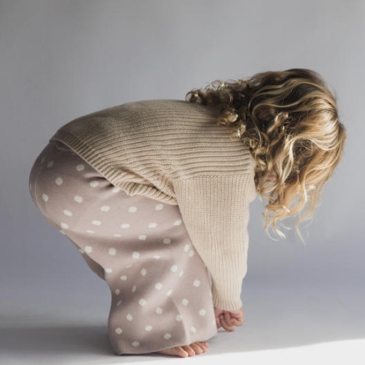 knit polka dot pants in lilac