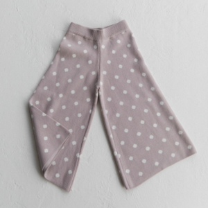 knit polka dot pants in lilac