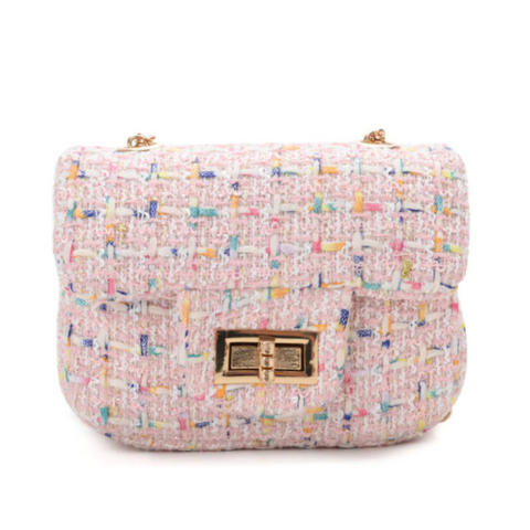 pink tweed mini purse
