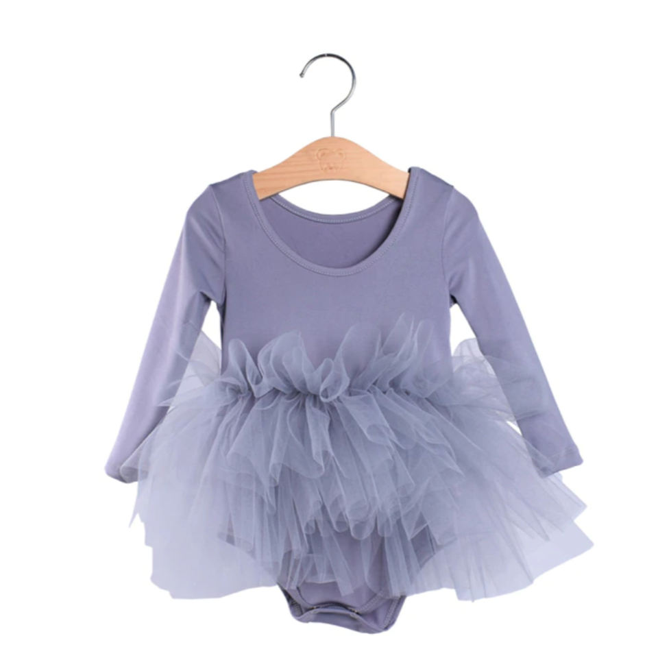 long sleeve tutu dress in grey