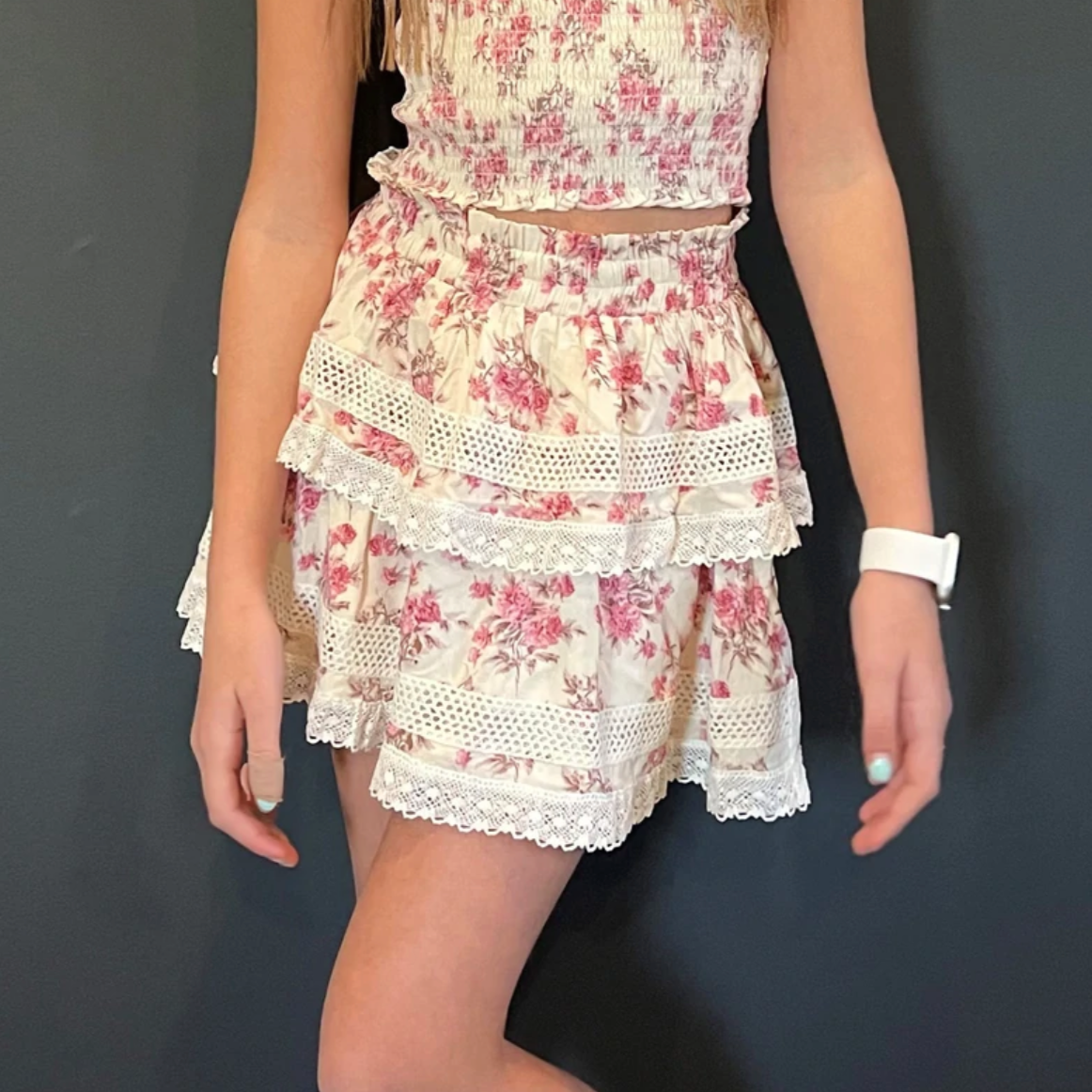 ashley skirt in pink floral