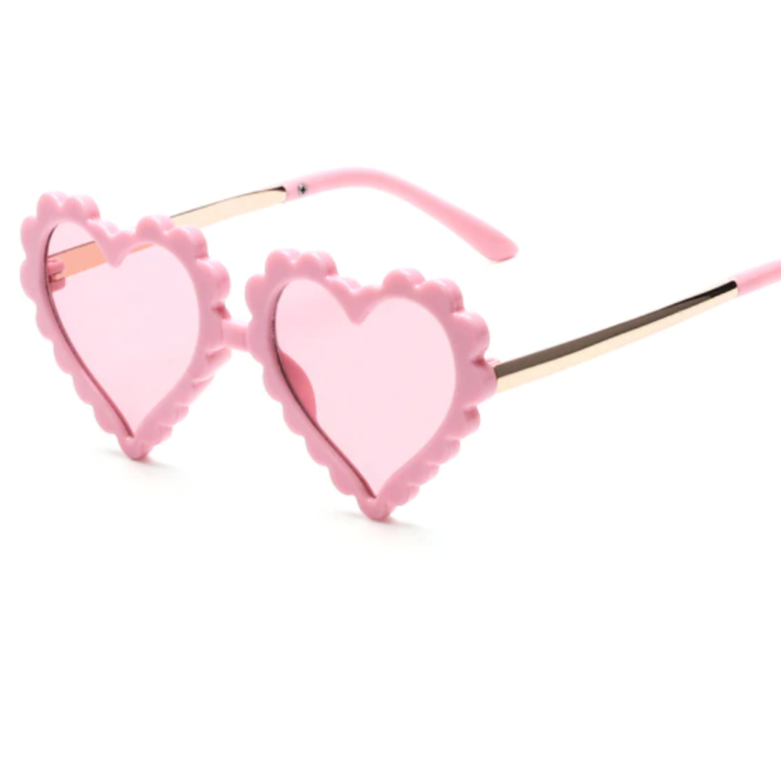 floral heart sunglasses in pink