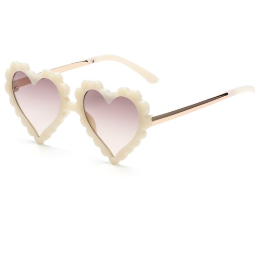 floral heart sunglasses in beige