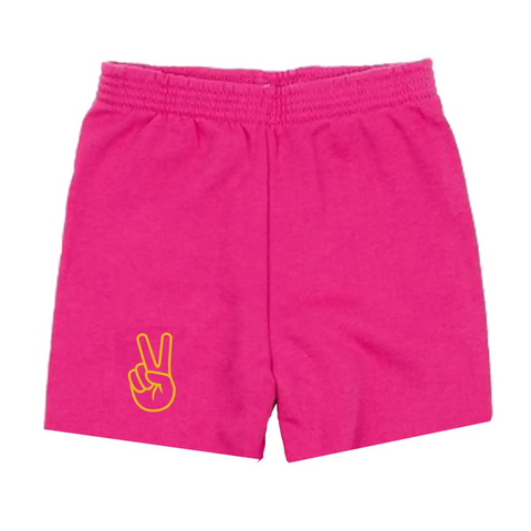 peace sweat shorts in pink/yellow