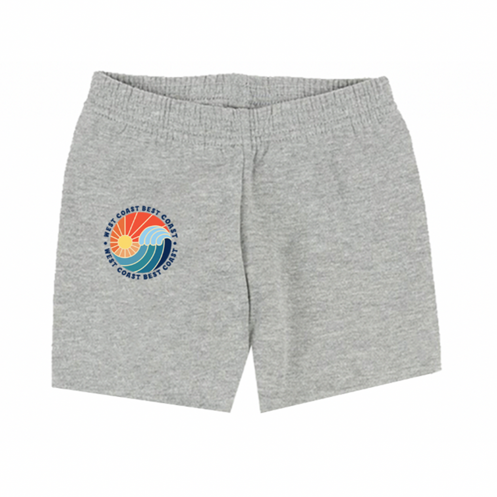 west coast best coast sweat shorts in grey