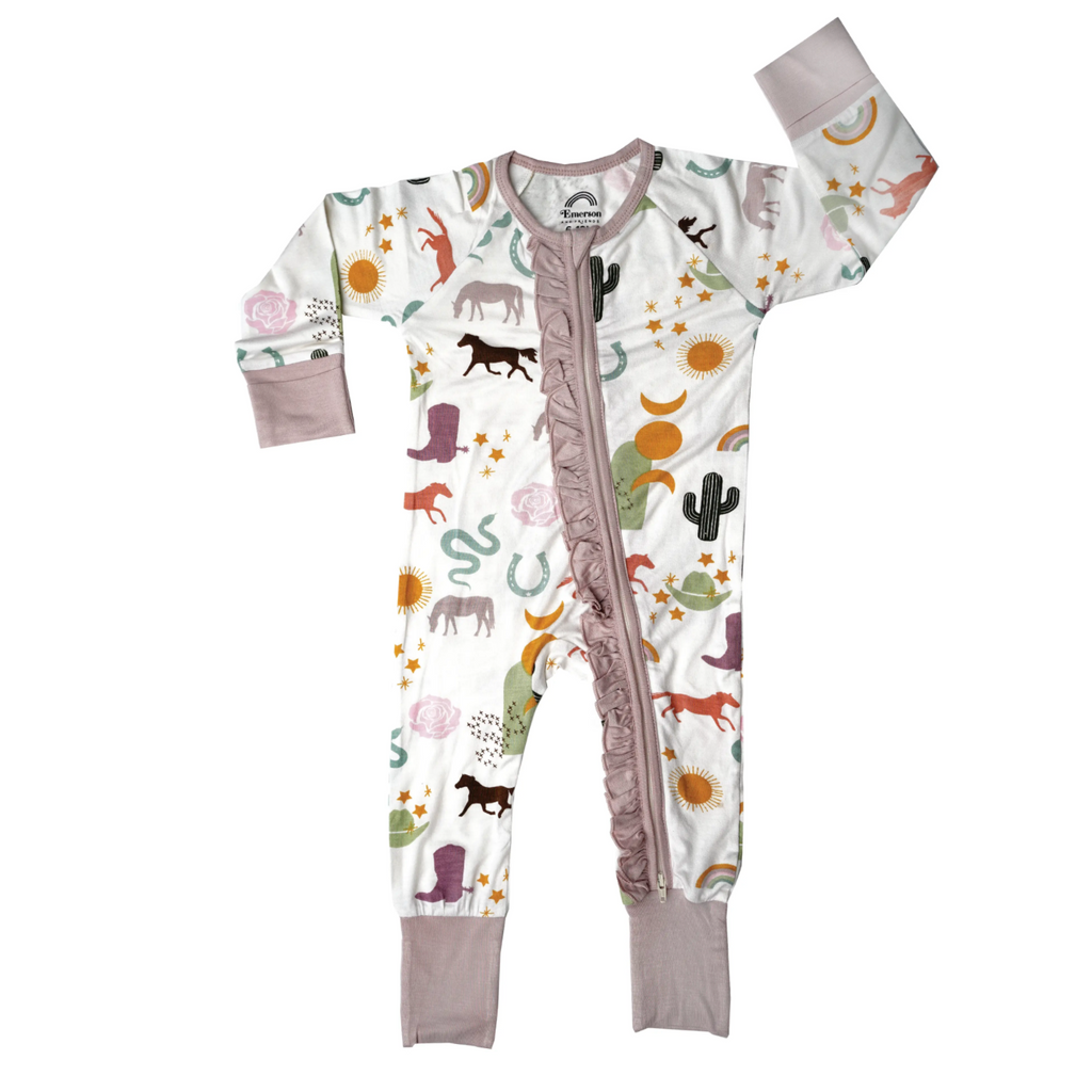 bamboo baby convertible footie pajamas in wild & free
