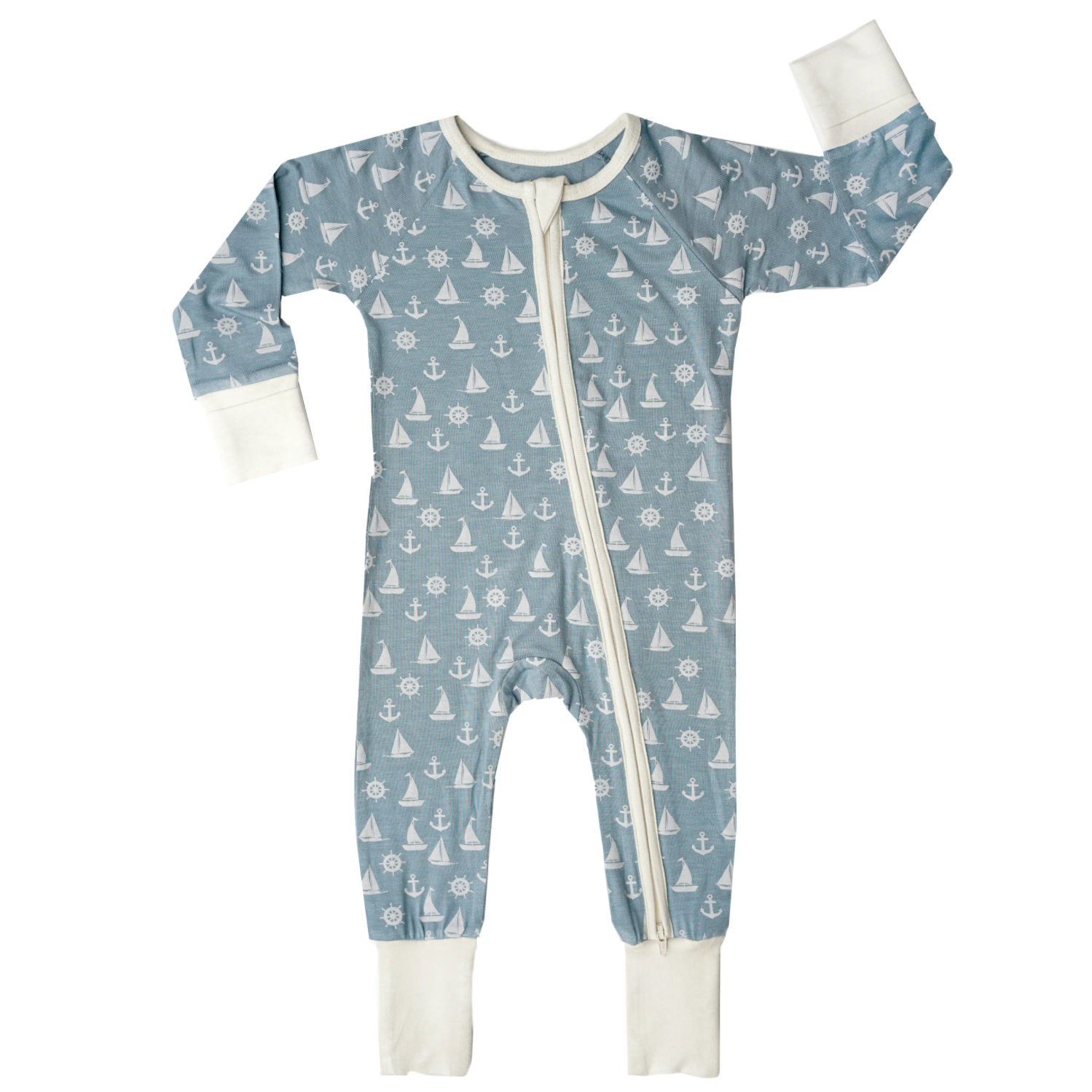 bamboo baby convertible footie pajamas in anchors away