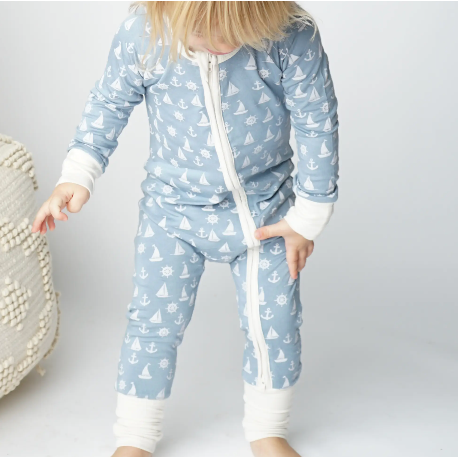 bamboo baby convertible footie pajamas in anchors away