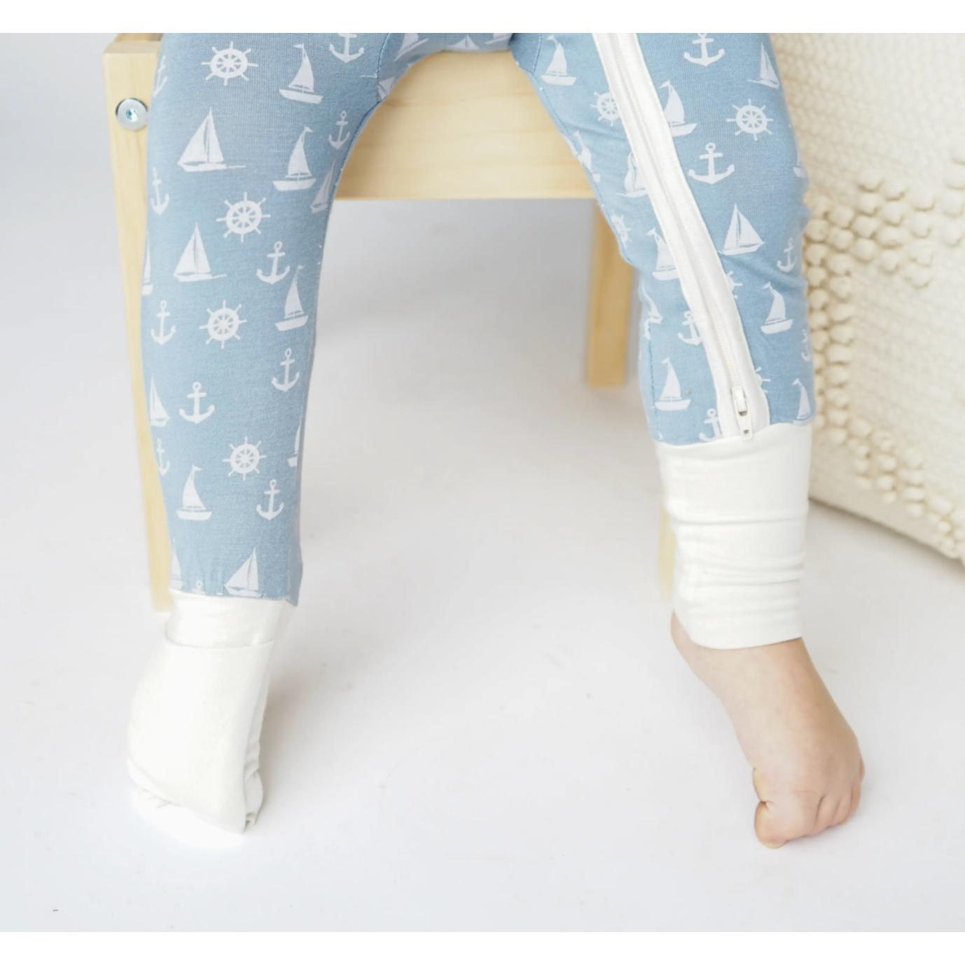 bamboo baby convertible footie pajamas in anchors away