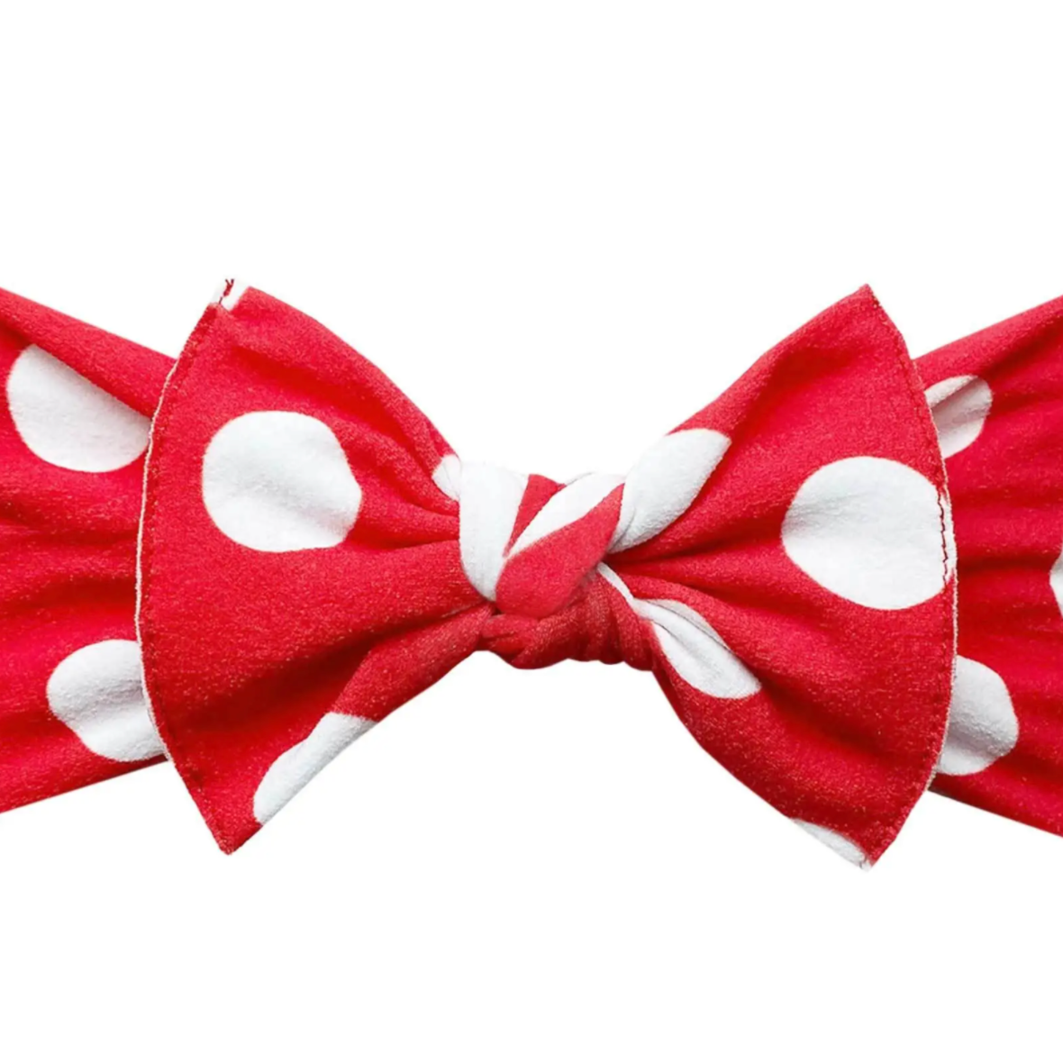 red polka dot printed bow