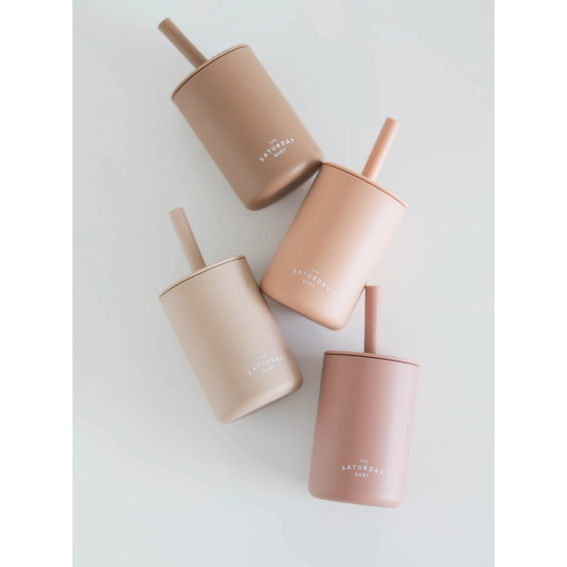 silicone straw cup in peach