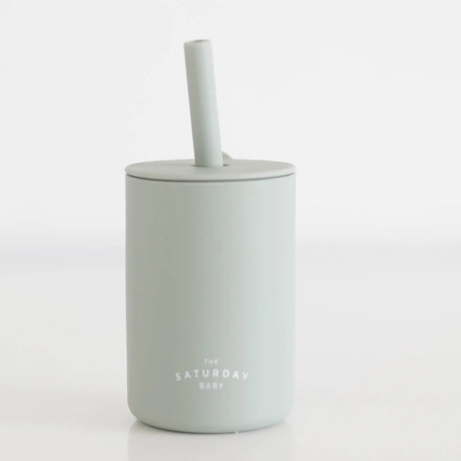 silicone straw cup in sage