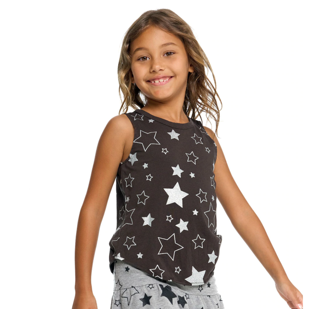 recycled vintage jersey tank in glitter stars