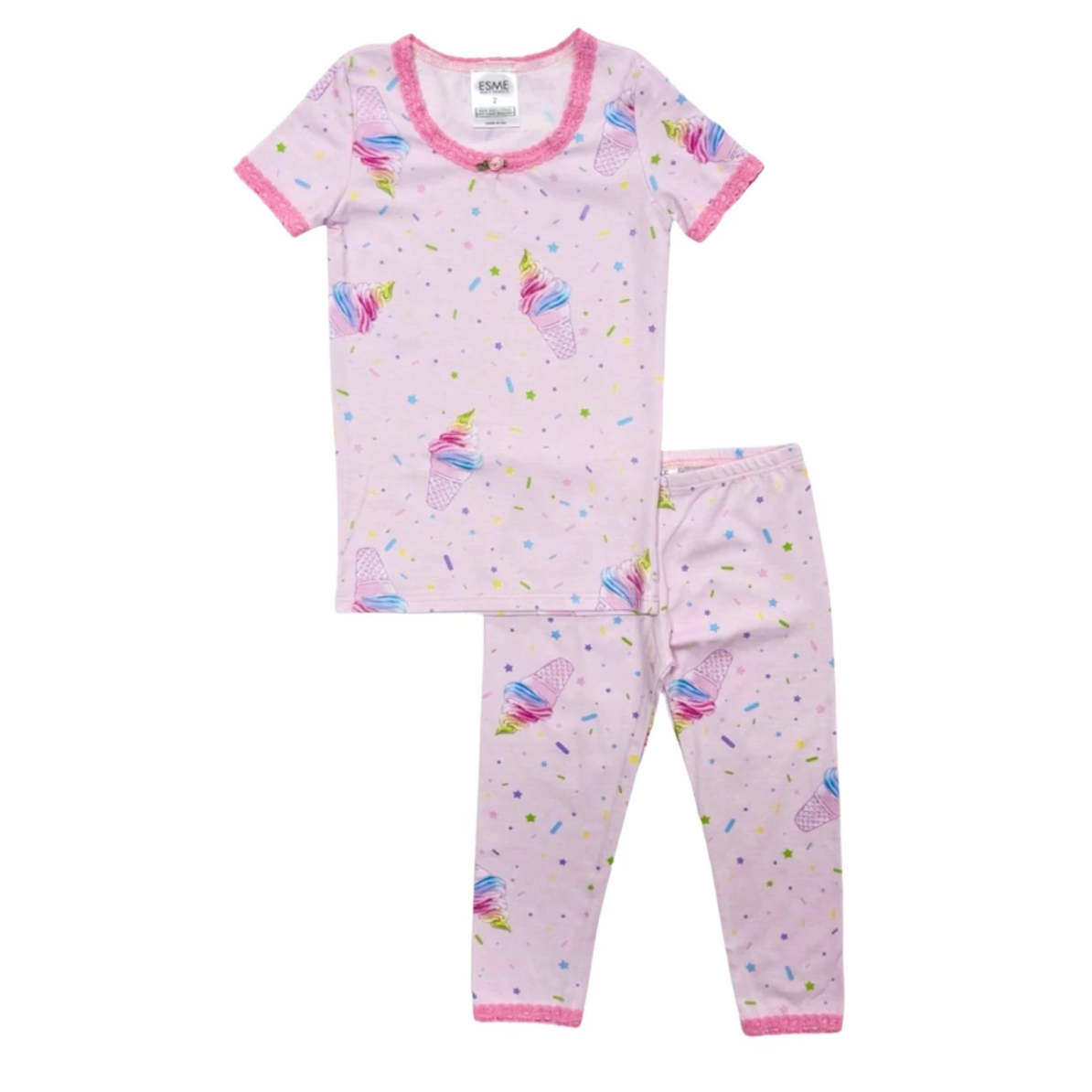 short sleeve pajama set in ice cream