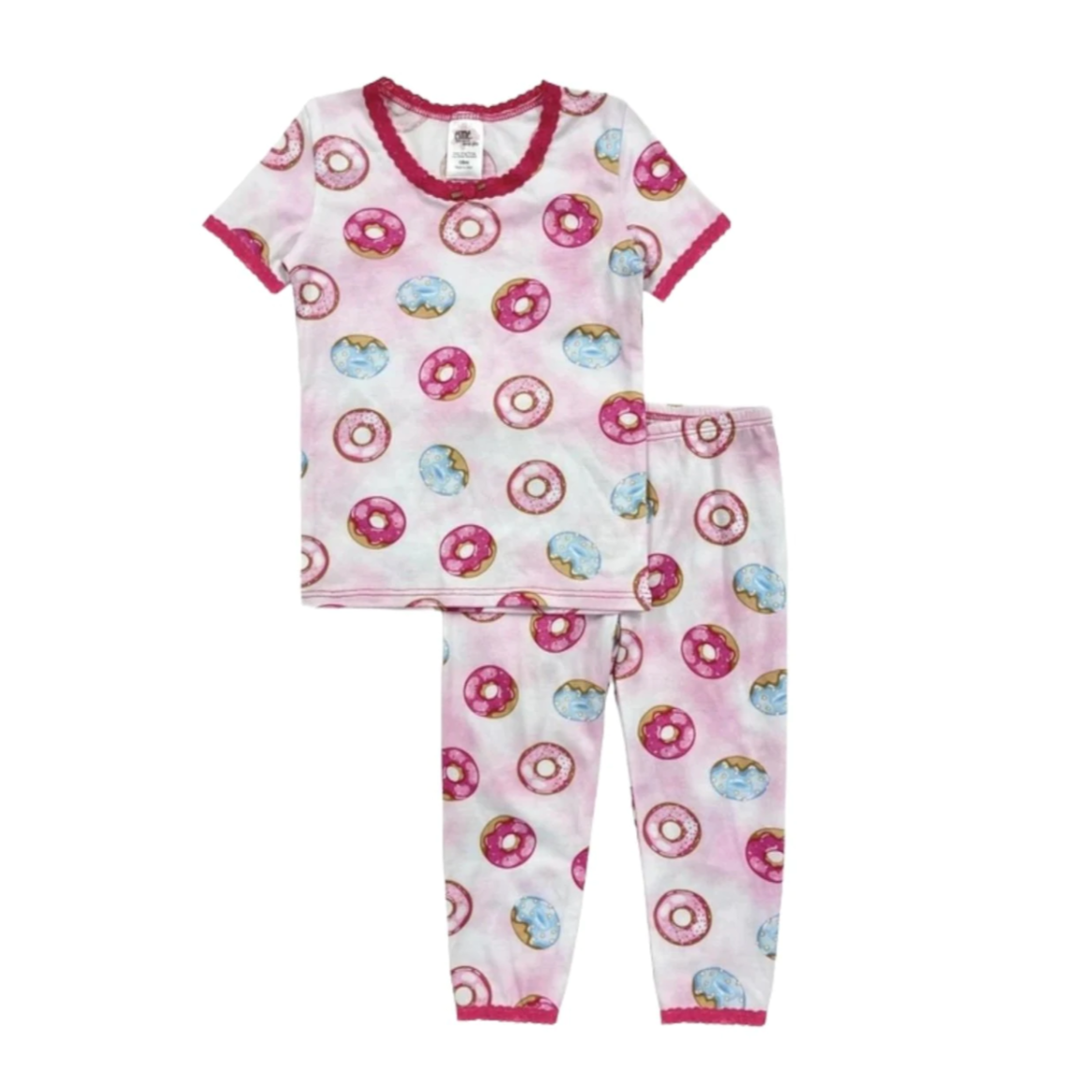 short sleeve pajama set in donuts