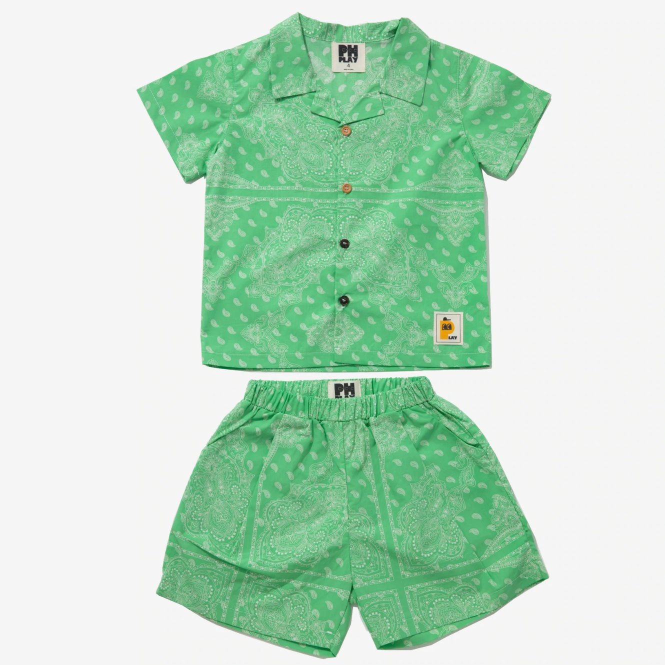 green print short set