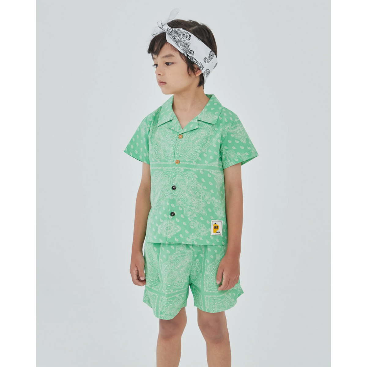 green print short set