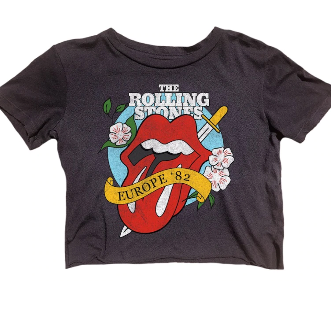 rolling stones tee crop in black