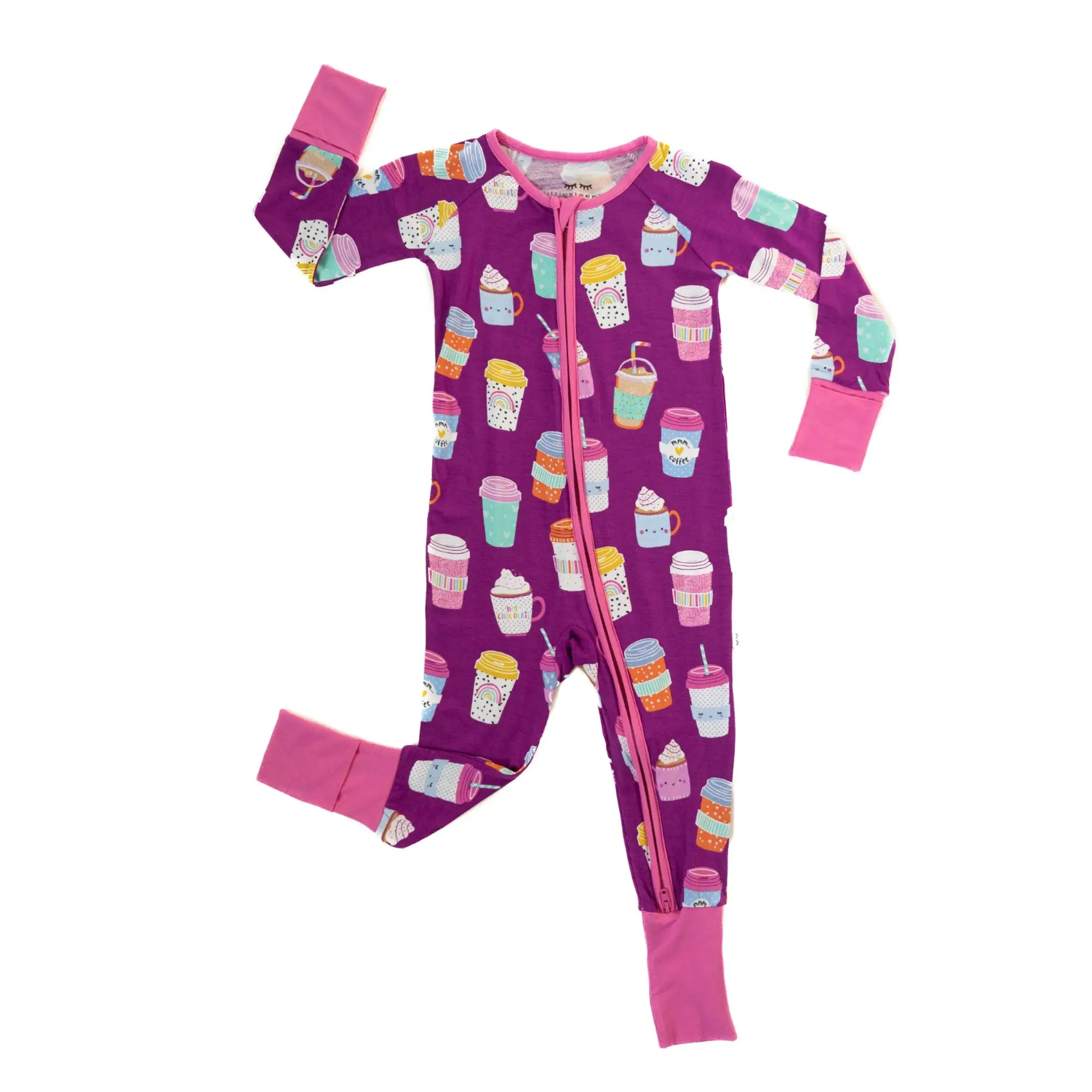 i love you a latte bamboo viscose convertible romper/sleeper in purple