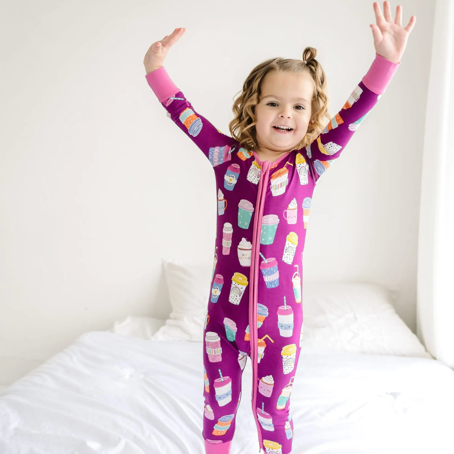 i love you a latte bamboo viscose convertible romper/sleeper in purple