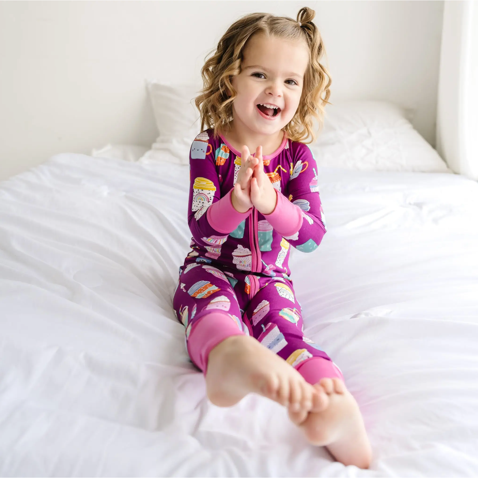 i love you a latte bamboo viscose convertible romper/sleeper in purple