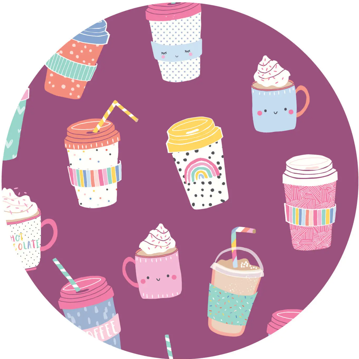 "i love you a latte" s/s and shorts two-piece bamboo viscose pajama set in purple