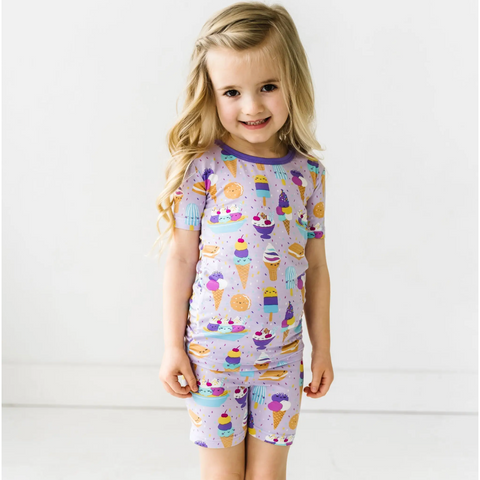 wildberry ice cream s/s and shorts two-piece bamboo viscose pajama set