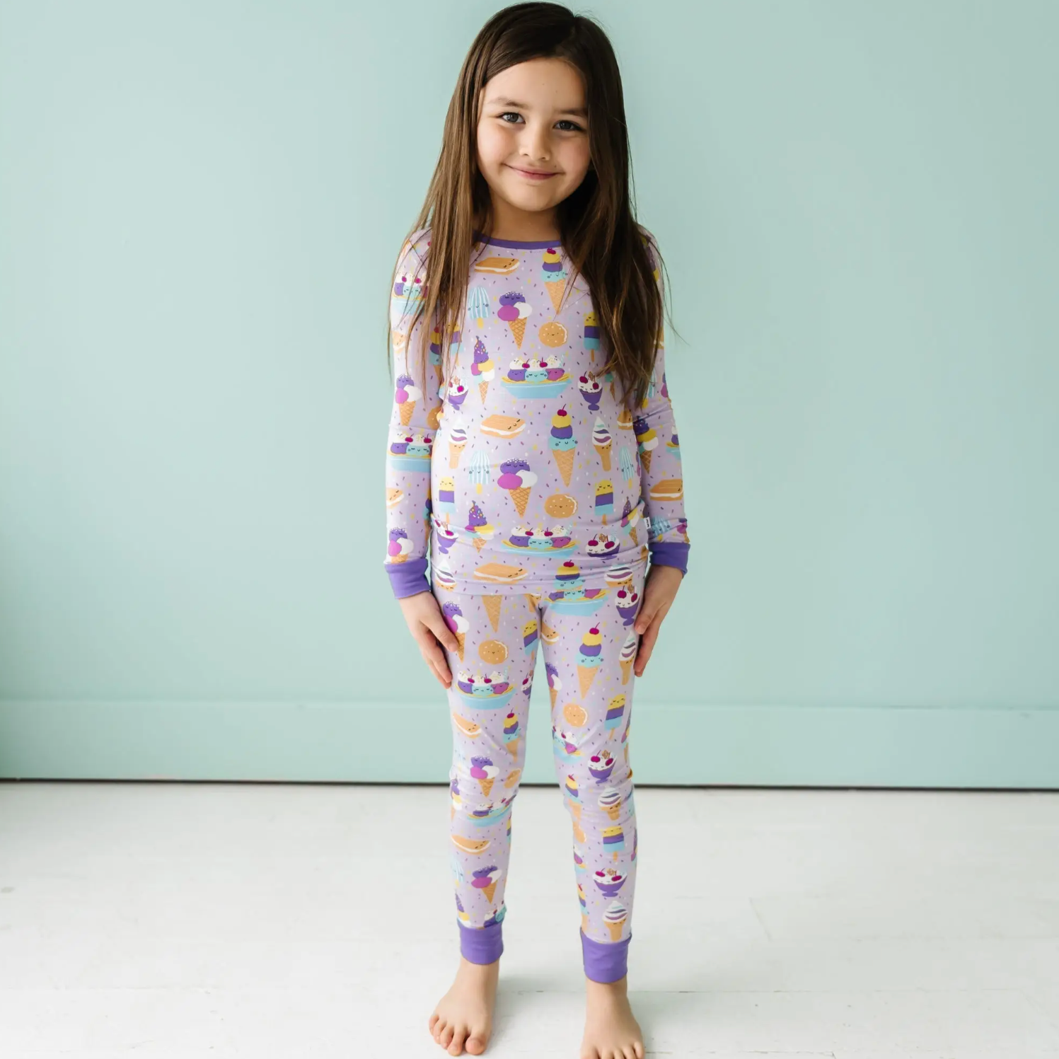 wildberry ice cream l/s two-piece bamboo viscose pajama set