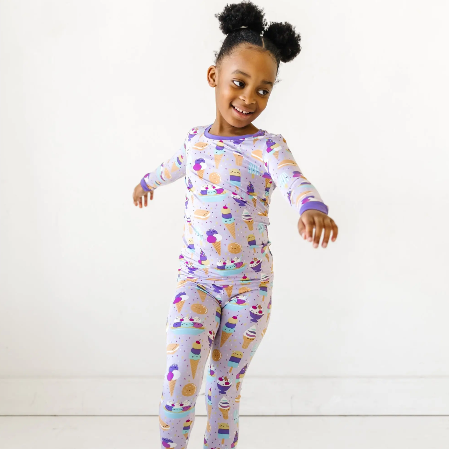 wildberry ice cream l/s two-piece bamboo viscose pajama set