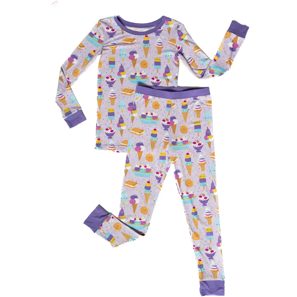 wildberry ice cream l/s two-piece bamboo viscose pajama set