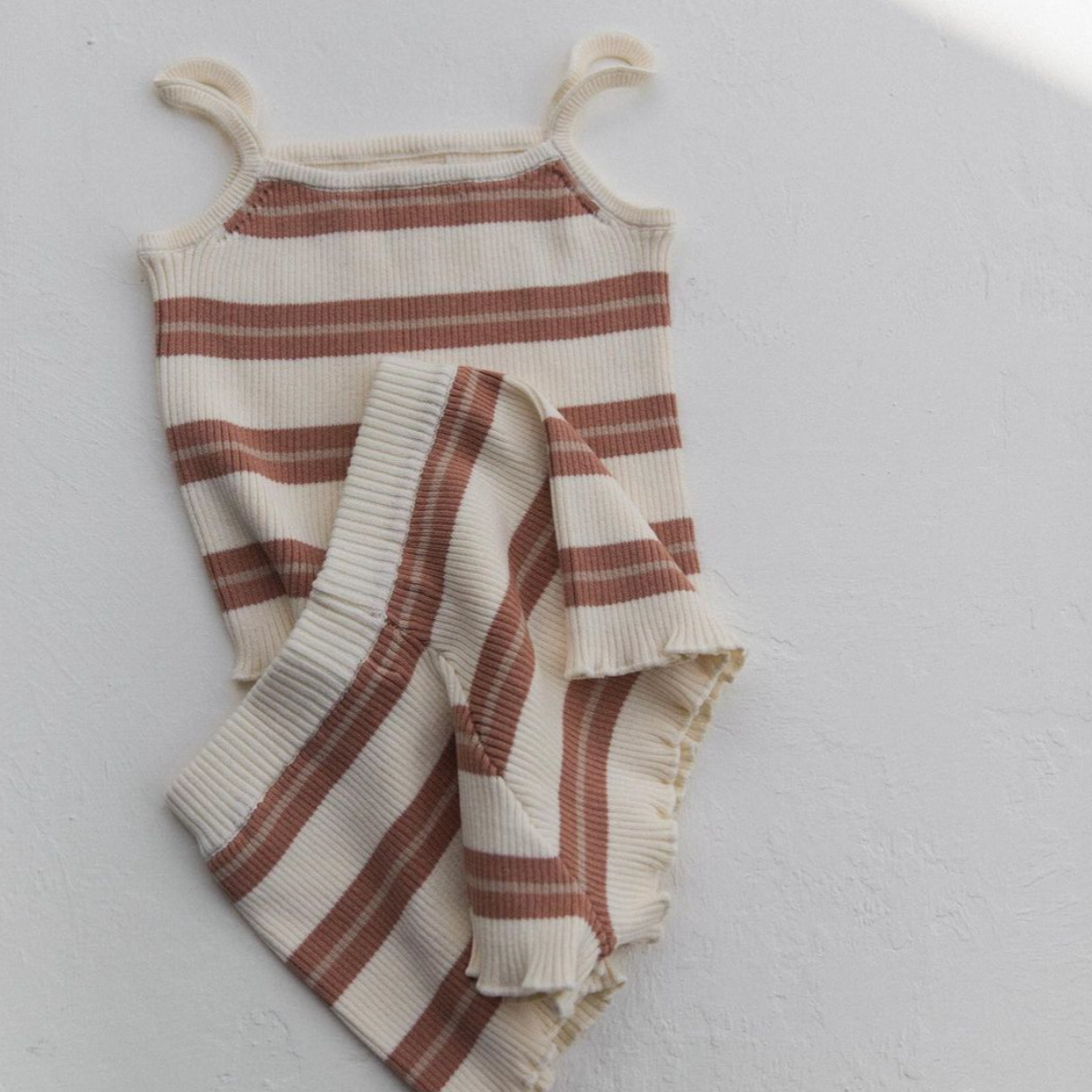 kealia knit tank in striped clay