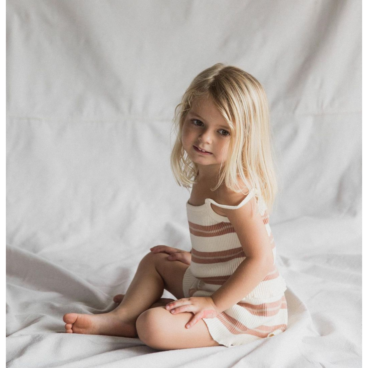 kealia knit tank in striped clay